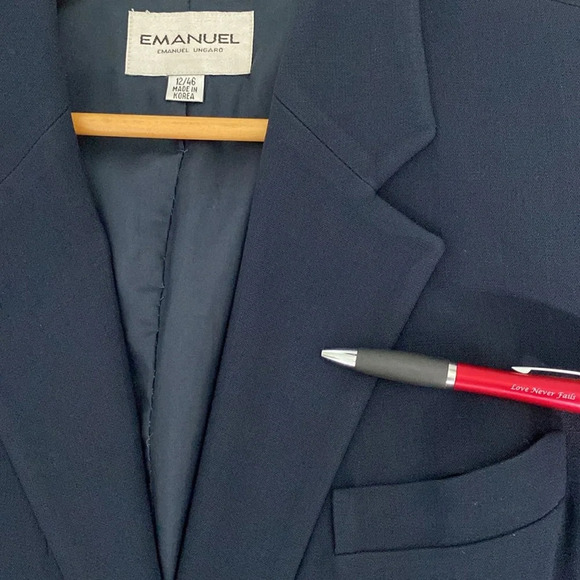 Vintage EMANUEL, EMANUEL UNGARO Woman’s Long Line Wool Blend Blazer, 12/46 - Picture 8 of 9